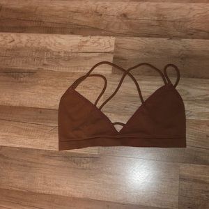 Mauveish sport top with crisscross back